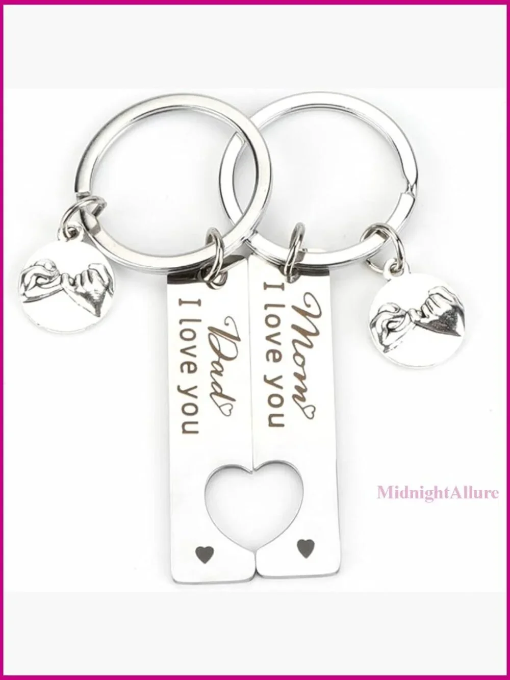 Couple Matching Keychain Set - Gift for Him or Her - Stainless Steel Dad Mom